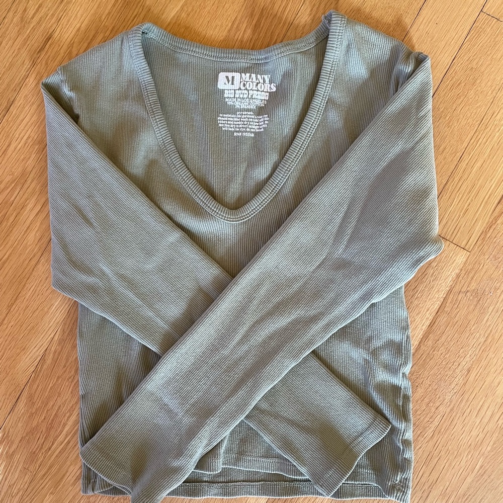 Big Bud Press long sleeve v neck in sage